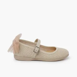 Pisamonas Mary Janes>Ceremony Mary Janes With Tulle Back Bow