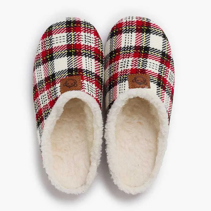 Pisamonas Slippers>Checked Pure Wool Slippers Colour Cuadros