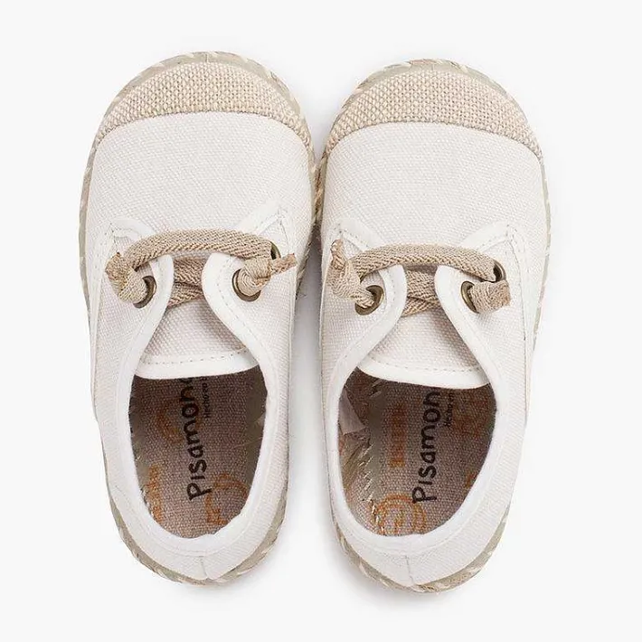 Pisamonas Communion Shoes>Children'S Blucher With Jute Toe Cap And Elastic Laces