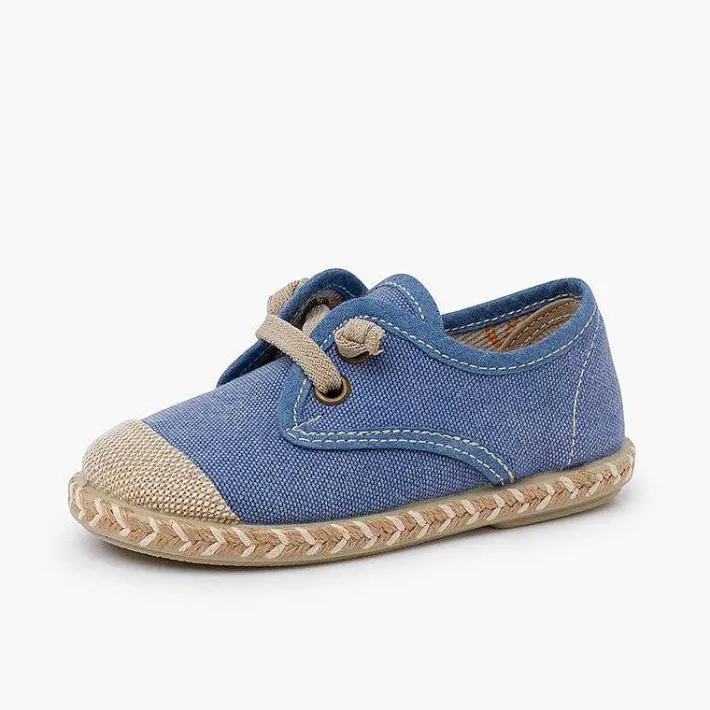 Pisamonas Communion Shoes>Children'S Blucher With Jute Toe Cap And Elastic Laces