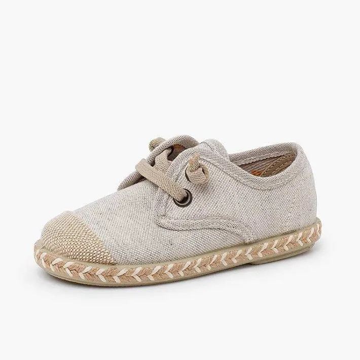 Pisamonas Communion Shoes>Children'S Blucher With Jute Toe Cap And Elastic Laces