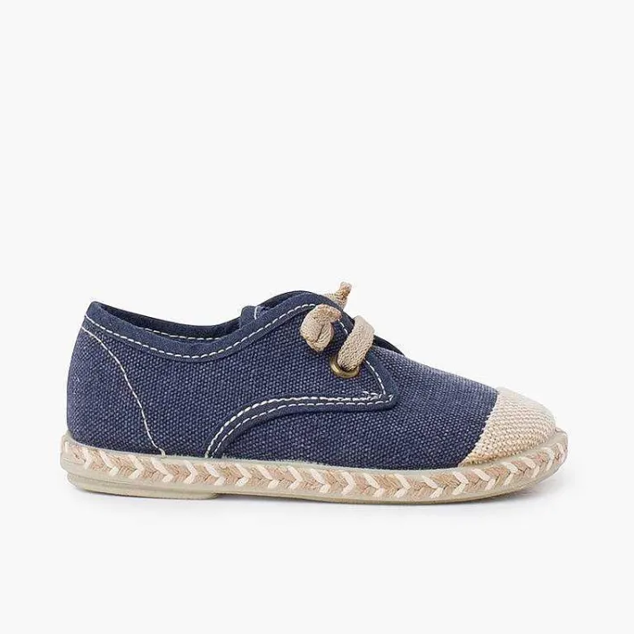 Pisamonas Communion Shoes>Children'S Blucher With Jute Toe Cap And Elastic Laces