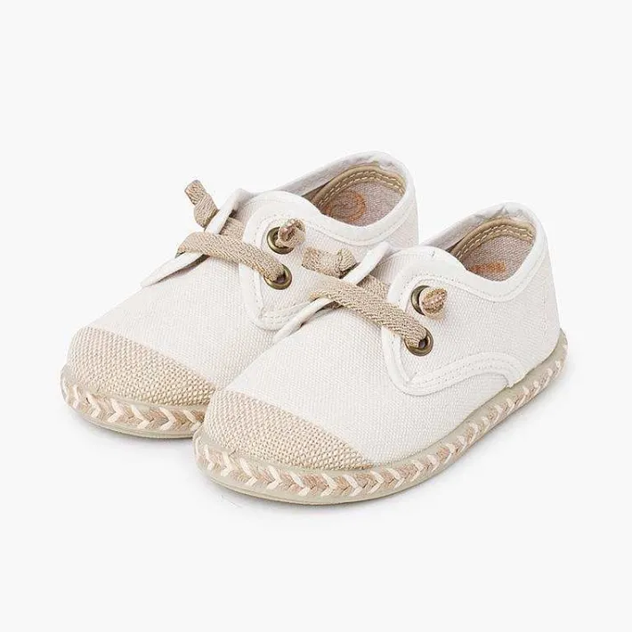 Pisamonas Communion Shoes>Children'S Blucher With Jute Toe Cap And Elastic Laces