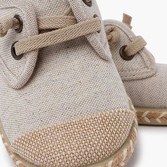 Pisamonas Communion Shoes>Children'S Blucher With Jute Toe Cap And Elastic Laces