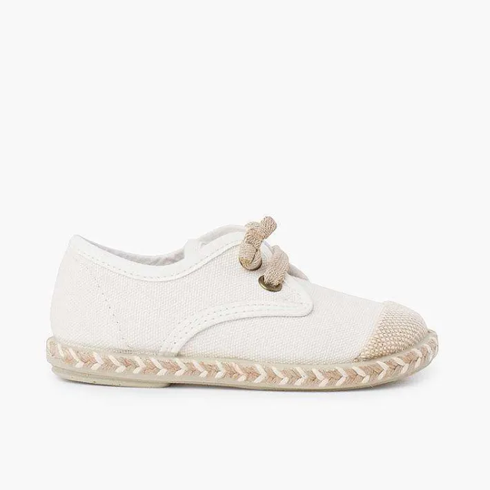 Pisamonas Communion Shoes>Children'S Blucher With Jute Toe Cap And Elastic Laces