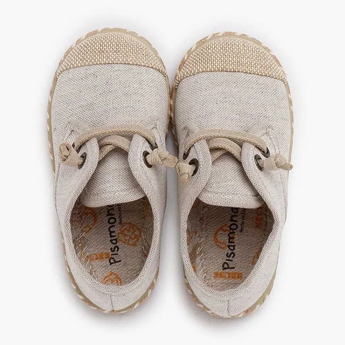 Pisamonas Communion Shoes>Children'S Blucher With Jute Toe Cap And Elastic Laces