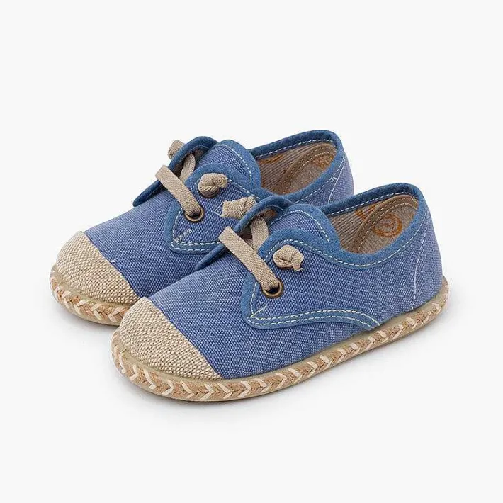 Pisamonas Communion Shoes>Children'S Blucher With Jute Toe Cap And Elastic Laces