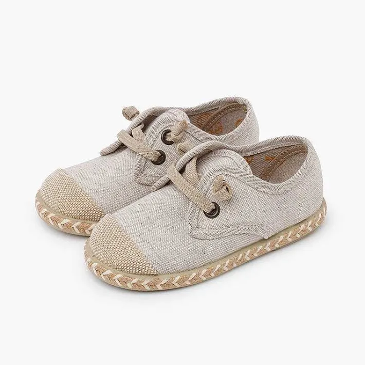 Pisamonas Communion Shoes>Children'S Blucher With Jute Toe Cap And Elastic Laces