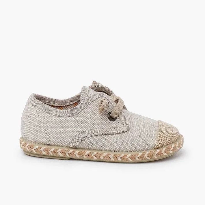 Pisamonas Communion Shoes>Children'S Blucher With Jute Toe Cap And Elastic Laces