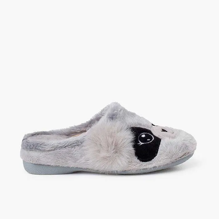 Pisamonas Slippers>Clog-Style Panda Slippers Colour Grey