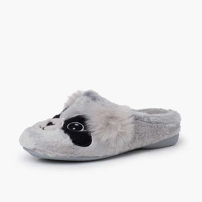 Pisamonas Slippers>Clog-Style Panda Slippers Colour Grey