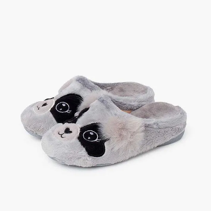 Pisamonas Slippers>Clog-Style Panda Slippers Colour Grey