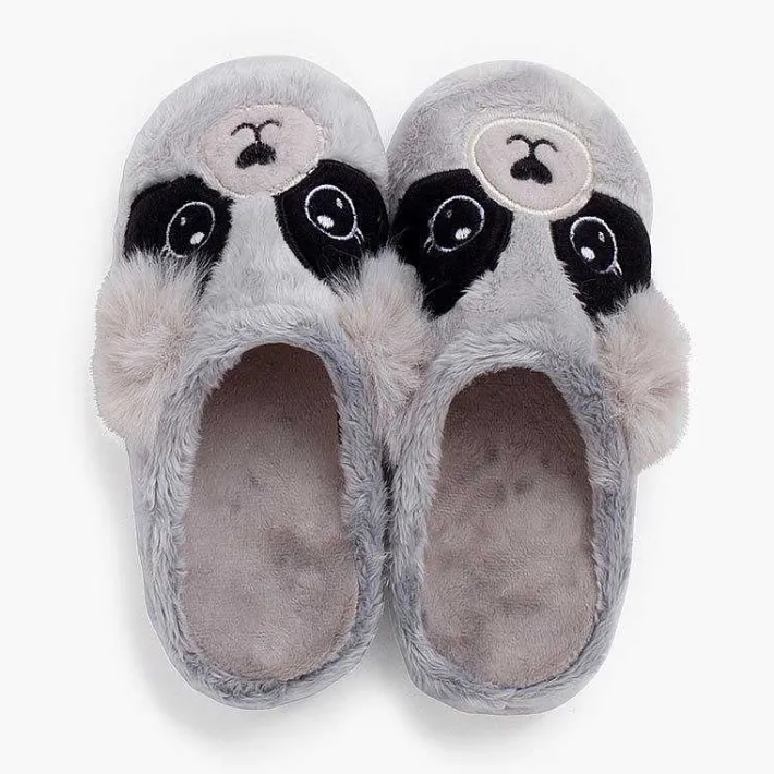Pisamonas Slippers>Clog-Style Panda Slippers Colour Grey