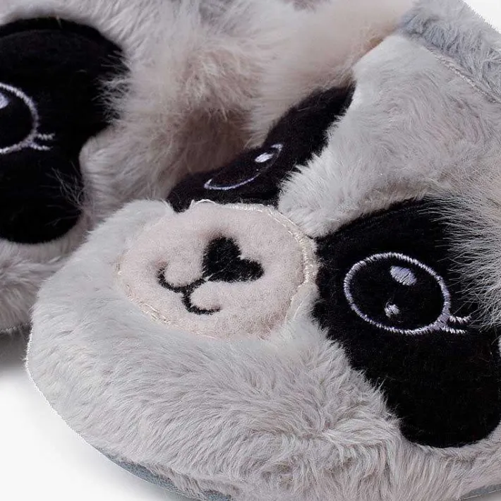Pisamonas Slippers>Clog-Style Panda Slippers Colour Grey