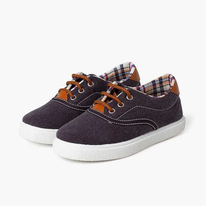Pisamonas Trainers>Contrast Lace-Up Canvas Sneakers