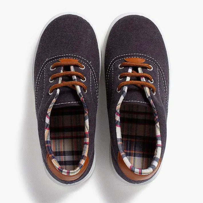 Pisamonas Trainers>Contrast Lace-Up Canvas Sneakers