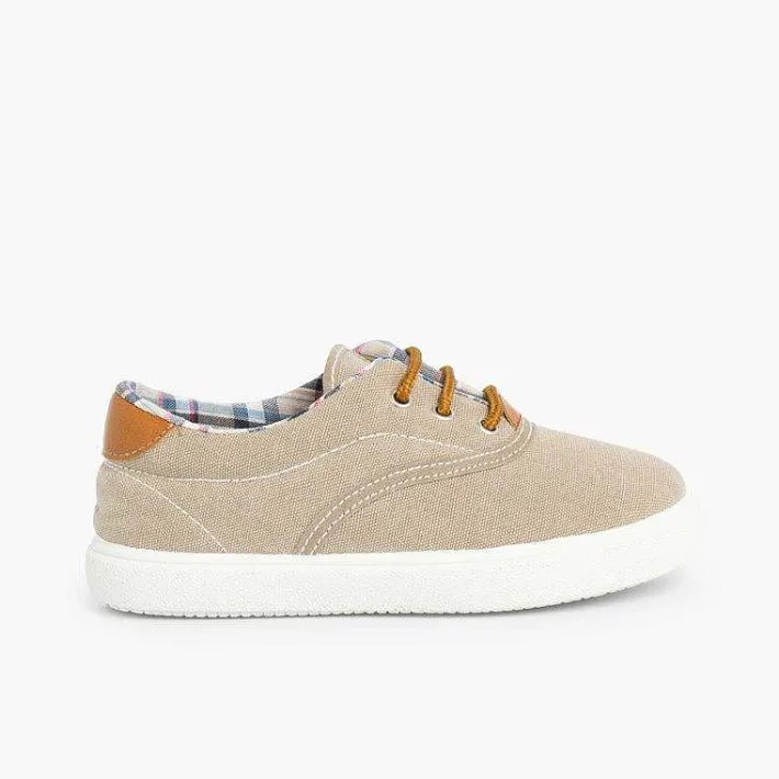 Pisamonas Trainers>Contrast Lace-Up Canvas Sneakers