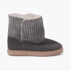 Pisamonas Boots>Corduroy And Suede Boots With Sheepskin Lining