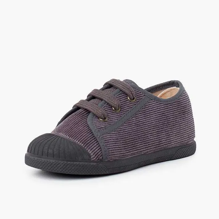 Pisamonas Trainers>Corduroy Rubber Toe Cap Sneakers