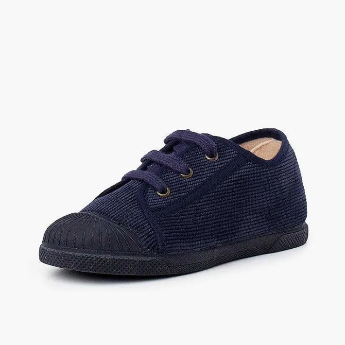 Pisamonas Trainers>Corduroy Rubber Toe Cap Sneakers
