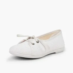 Pisamonas Communion Shoes>Court-Style Girls Linen Bluchers