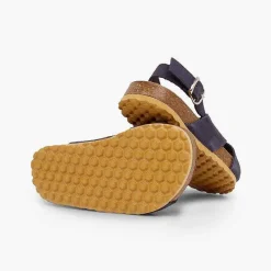 Pisamonas Sandals>Cross Strap Sandals In Nubuck For Kids