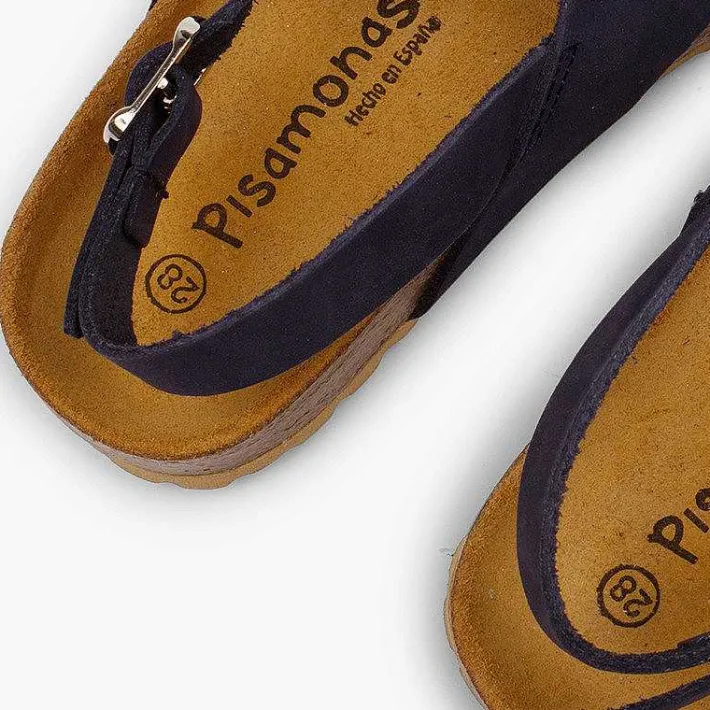 Pisamonas Sandals>Cross Strap Sandals In Nubuck For Kids