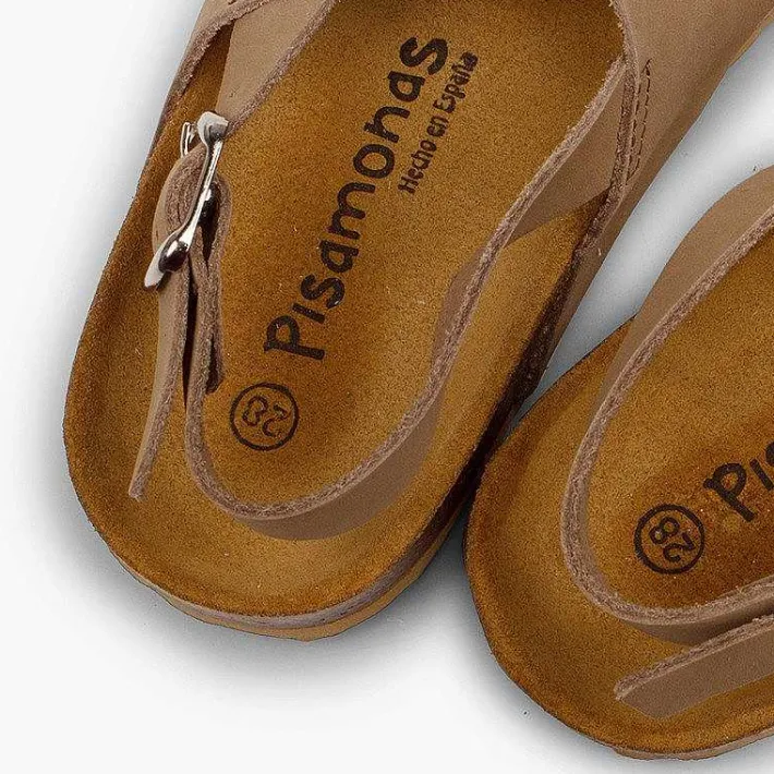 Pisamonas Sandals>Cross Strap Sandals In Nubuck For Kids