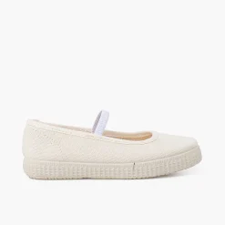 Pisamonas Ballet Pumps And Flats>Eco Canvas Ballet Pumps With Elastic Strap And Trainers Outsole