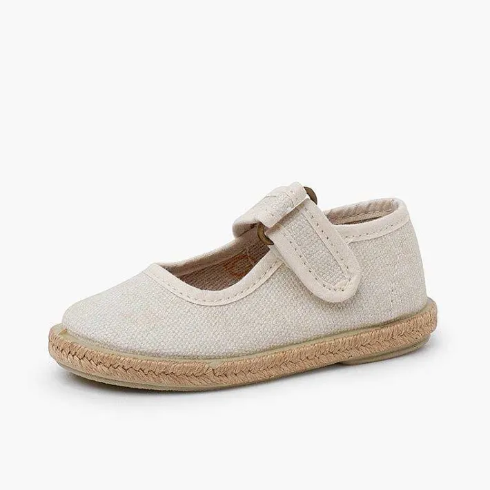 Pisamonas Espadrilles>Ecological Cotton Mary Janes With Jute Sole