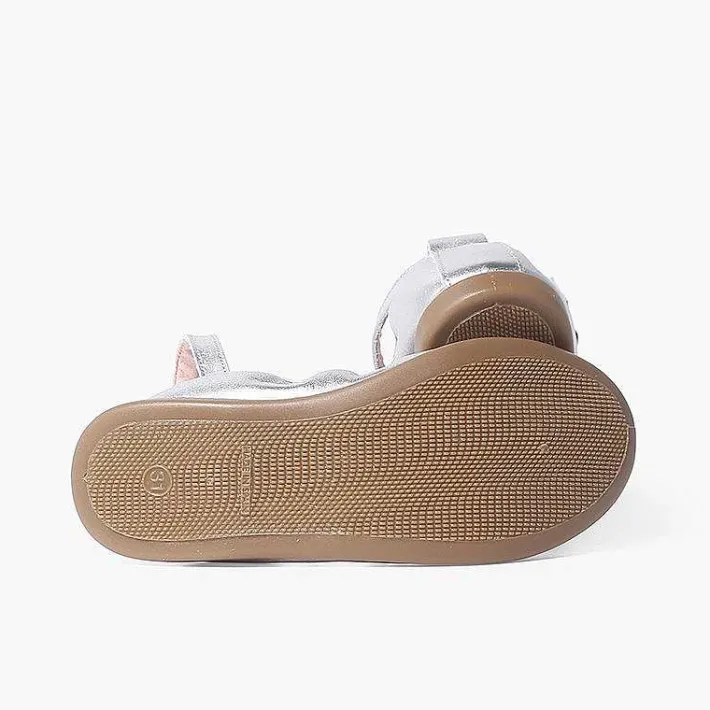 Pisamonas Communion Shoes>Elastic Leather Ballet Pumps With Ankle Strap