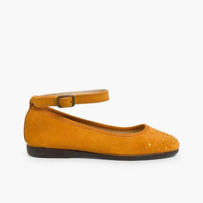 Pisamonas Ballet Pumps And Flats>Embellished Toe Cap Ankle Strap Ballerinas