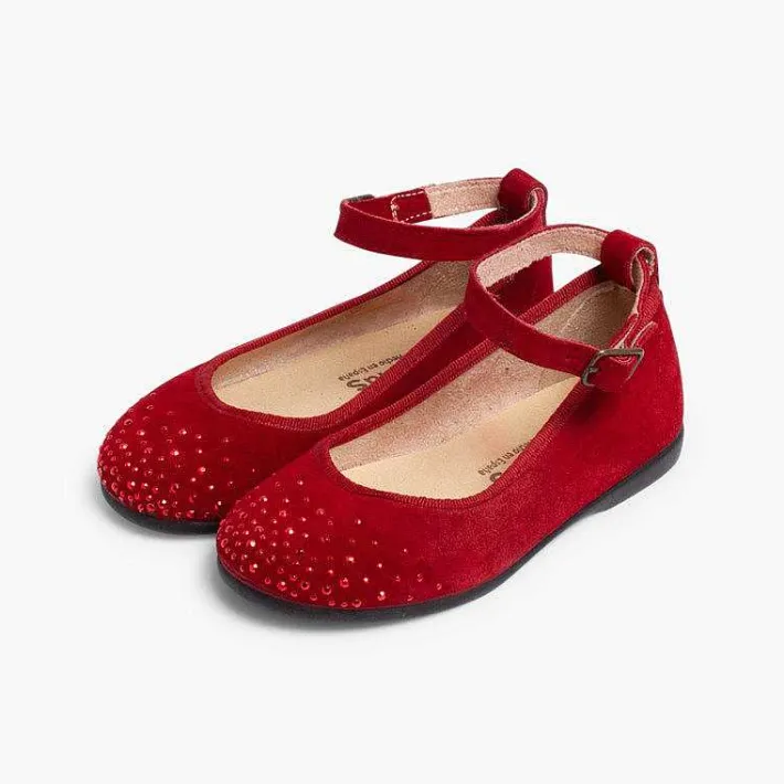 Pisamonas Ballet Pumps And Flats>Embellished Toe Cap Ankle Strap Ballerinas