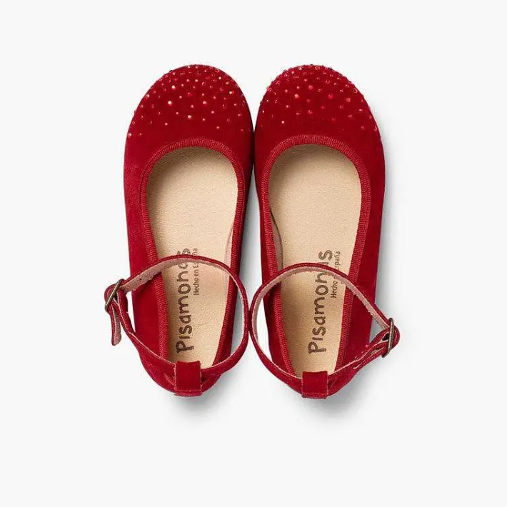 Pisamonas Ballet Pumps And Flats>Embellished Toe Cap Ankle Strap Ballerinas