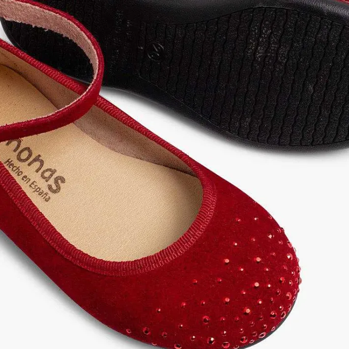 Pisamonas Ballet Pumps And Flats>Embellished Toe Cap Ankle Strap Ballerinas