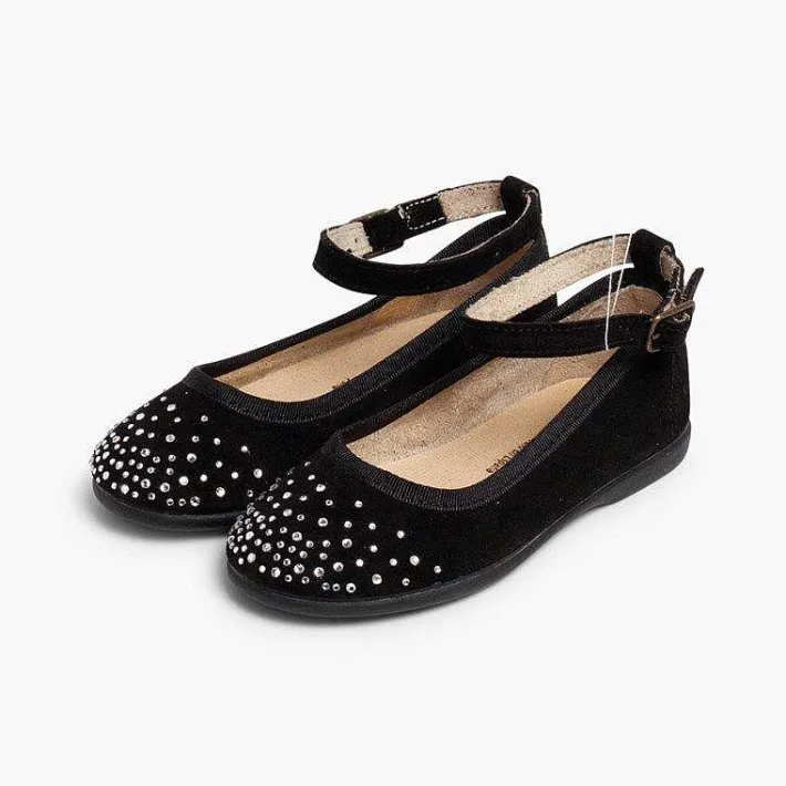 Pisamonas Ballet Pumps And Flats>Embellished Toe Cap Ankle Strap Ballerinas