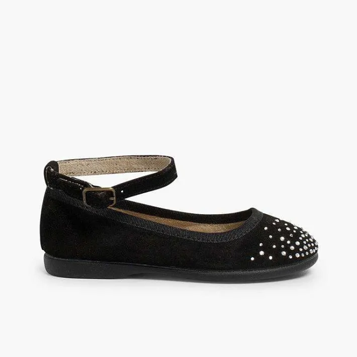 Pisamonas Ballet Pumps And Flats>Embellished Toe Cap Ankle Strap Ballerinas