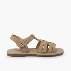 Pisamonas Sandals>Engraved Leather Gladiator Sandals Colour Sand