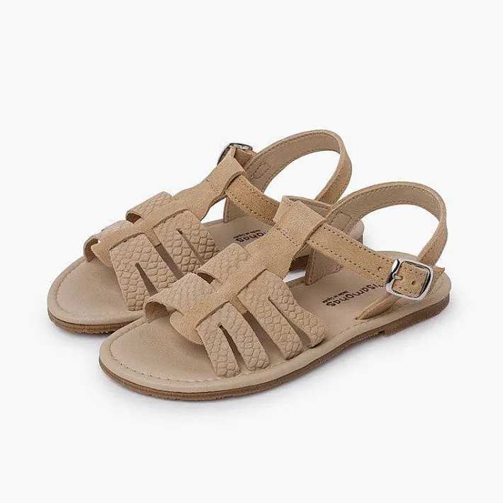 Pisamonas Sandals>Engraved Leather Gladiator Sandals Colour Sand