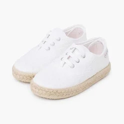 Pisamonas Espadrilles>Espadrille-Type Trainers Swiss Embroidered Fabric Colour White