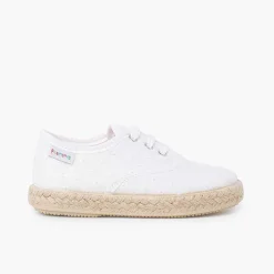 Pisamonas Espadrilles>Espadrille-Type Trainers Swiss Embroidered Fabric Colour White