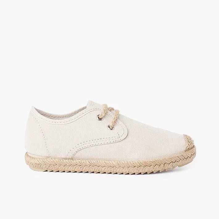 Pisamonas Brogues And Bluchers>Faux Suede Blucher With Jute Toe And Laces