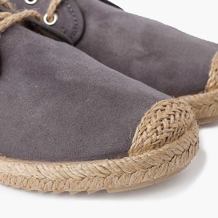 Pisamonas Brogues And Bluchers>Faux Suede Blucher With Jute Toe And Laces