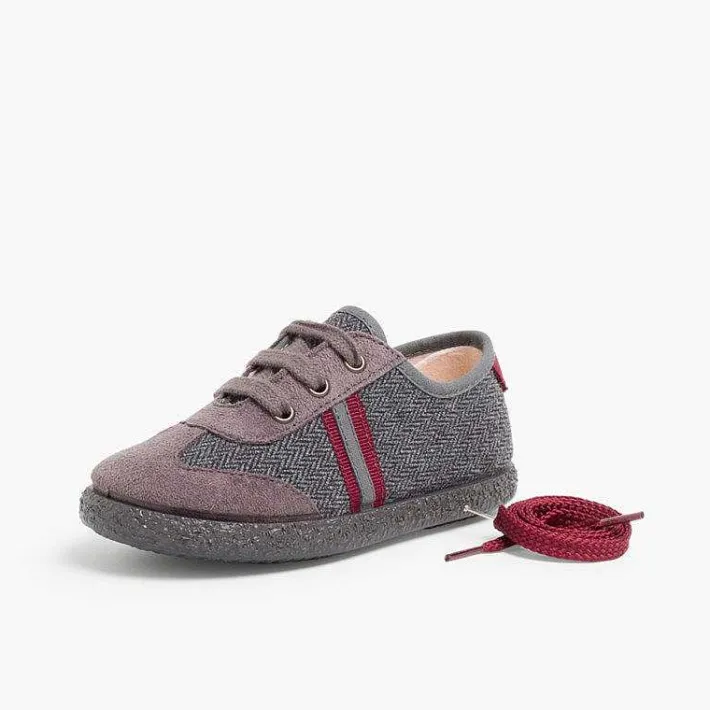 Pisamonas Trainers>Faux Suede Herringbone Trainers Two Laces