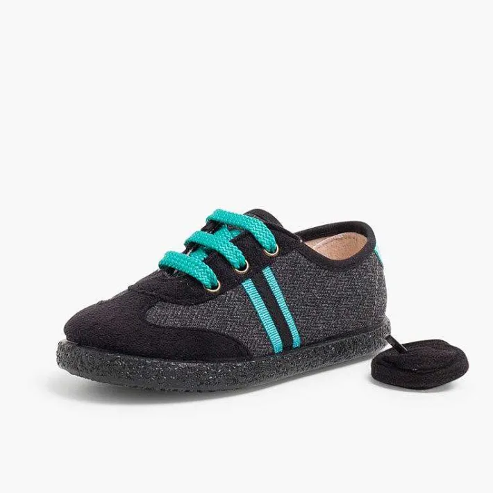 Pisamonas Trainers>Faux Suede Herringbone Trainers Two Laces