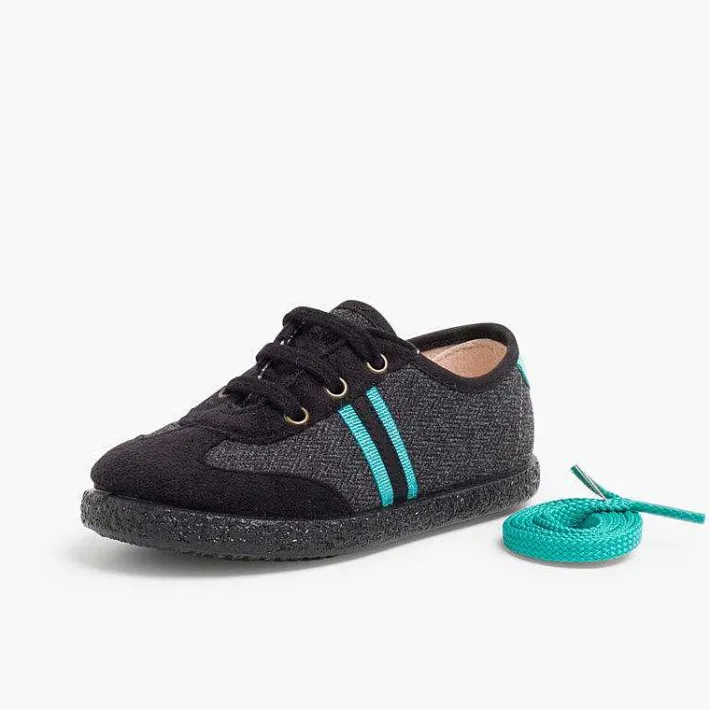 Pisamonas Trainers>Faux Suede Herringbone Trainers Two Laces