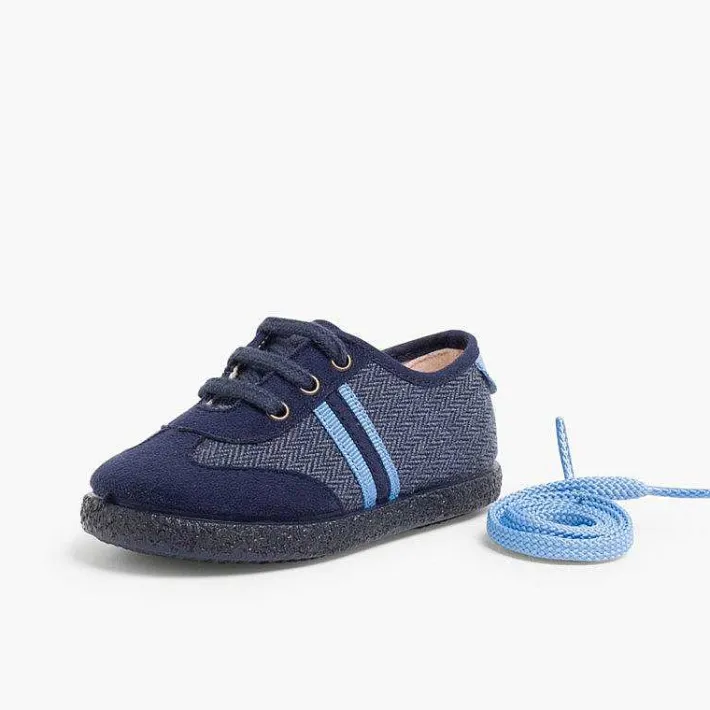 Pisamonas Trainers>Faux Suede Herringbone Trainers Two Laces