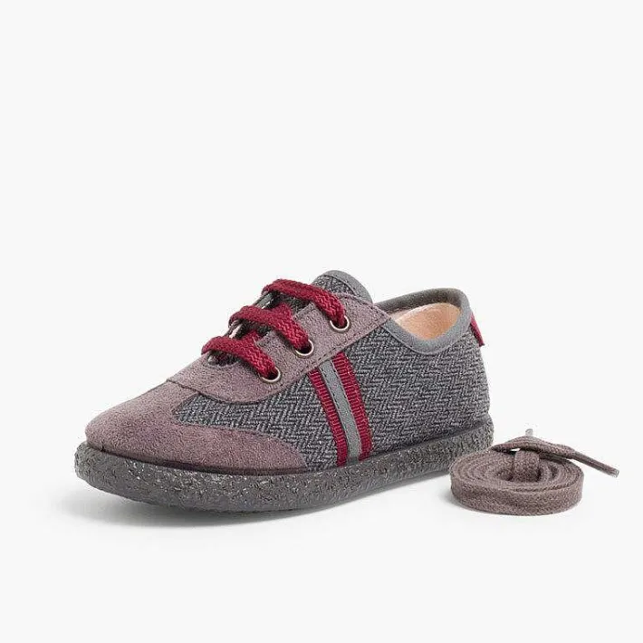 Pisamonas Trainers>Faux Suede Herringbone Trainers Two Laces