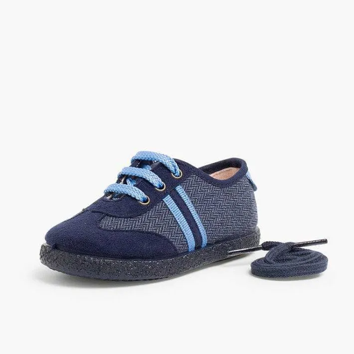 Pisamonas Trainers>Faux Suede Herringbone Trainers Two Laces