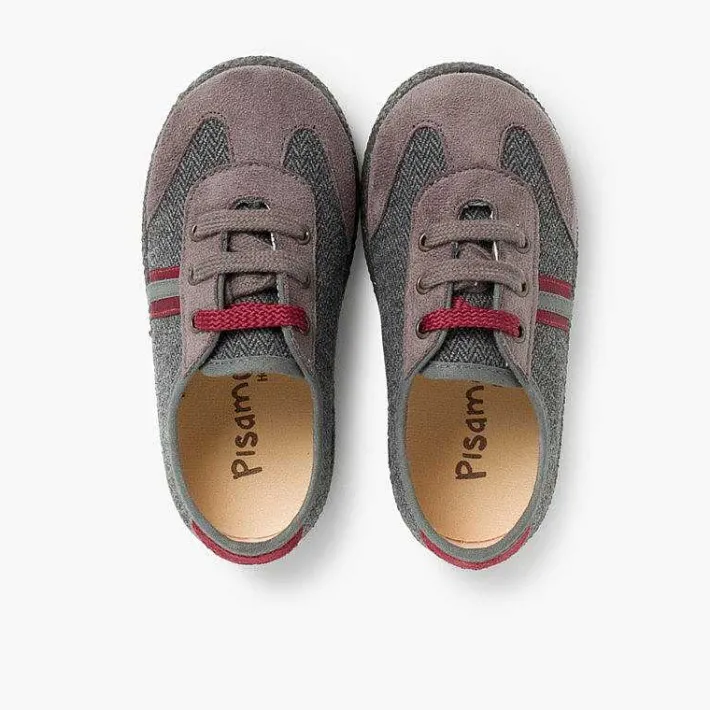 Pisamonas Trainers>Faux Suede Herringbone Trainers Two Laces